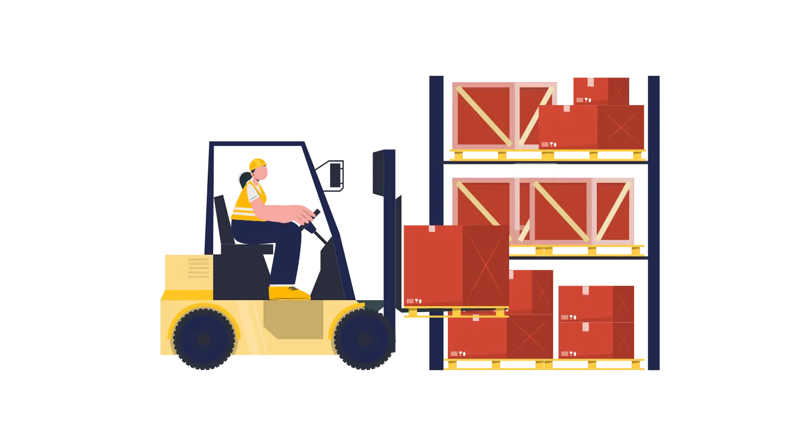 illustration of woman moving goods with a truck