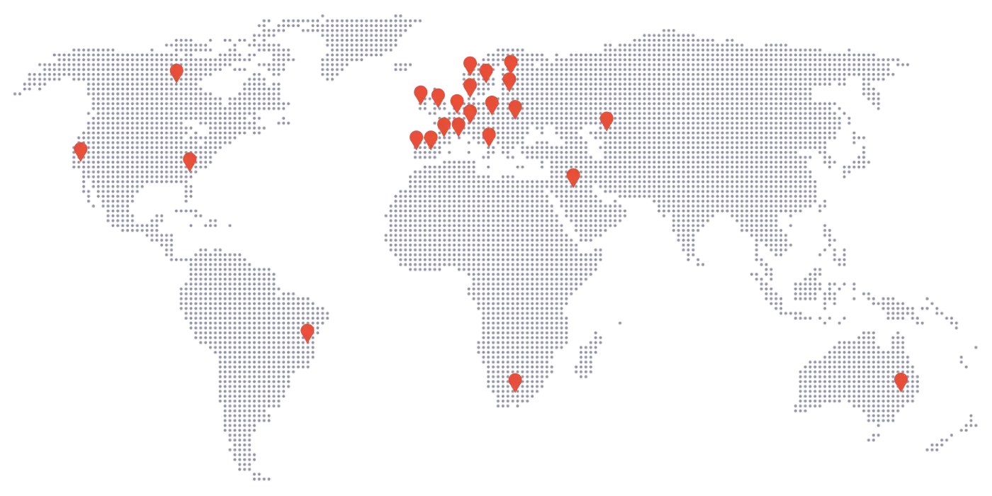 Graphic on clients on the world map