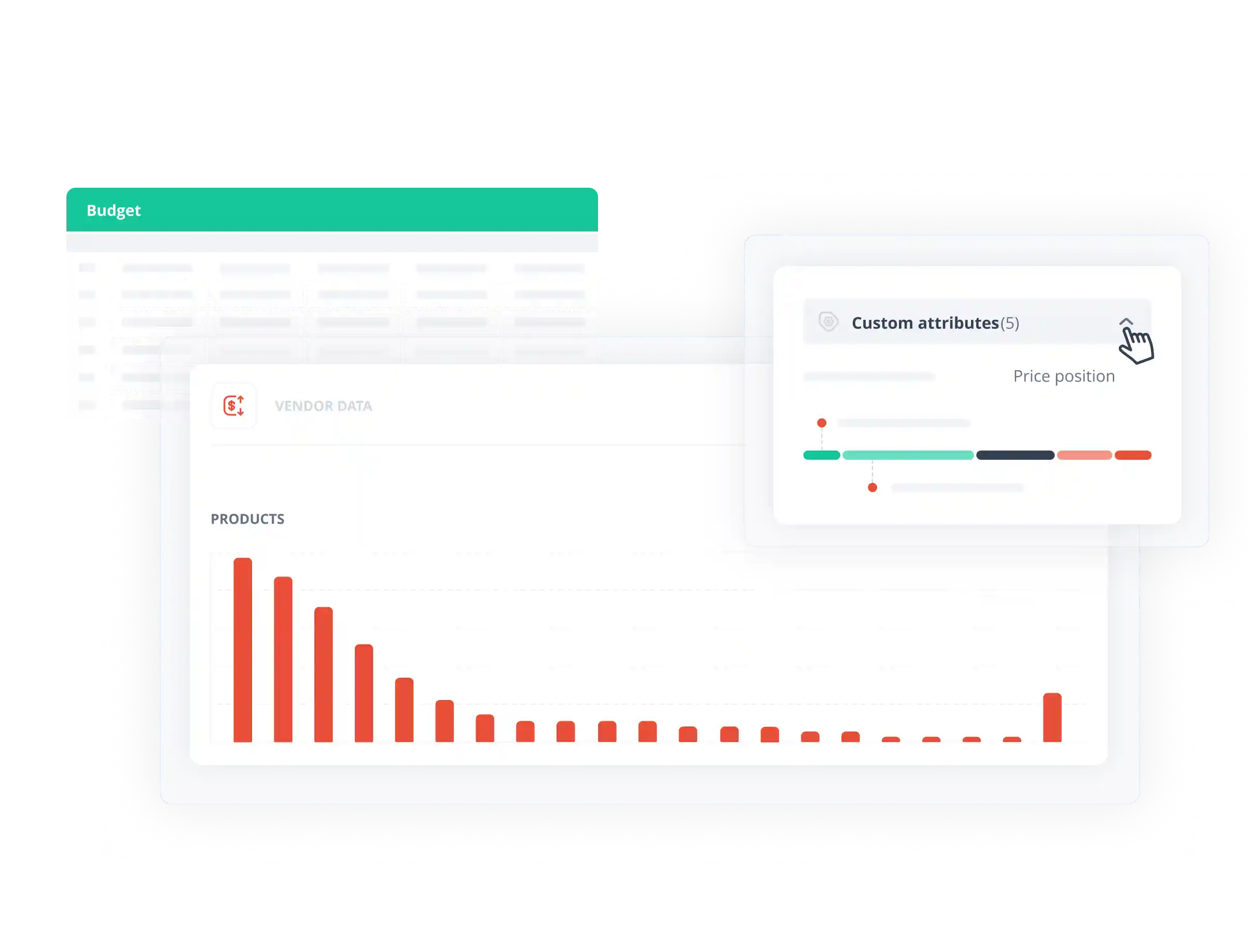 Competitor price monitoring dashboard in PriceShape showing vendor data and price positioning