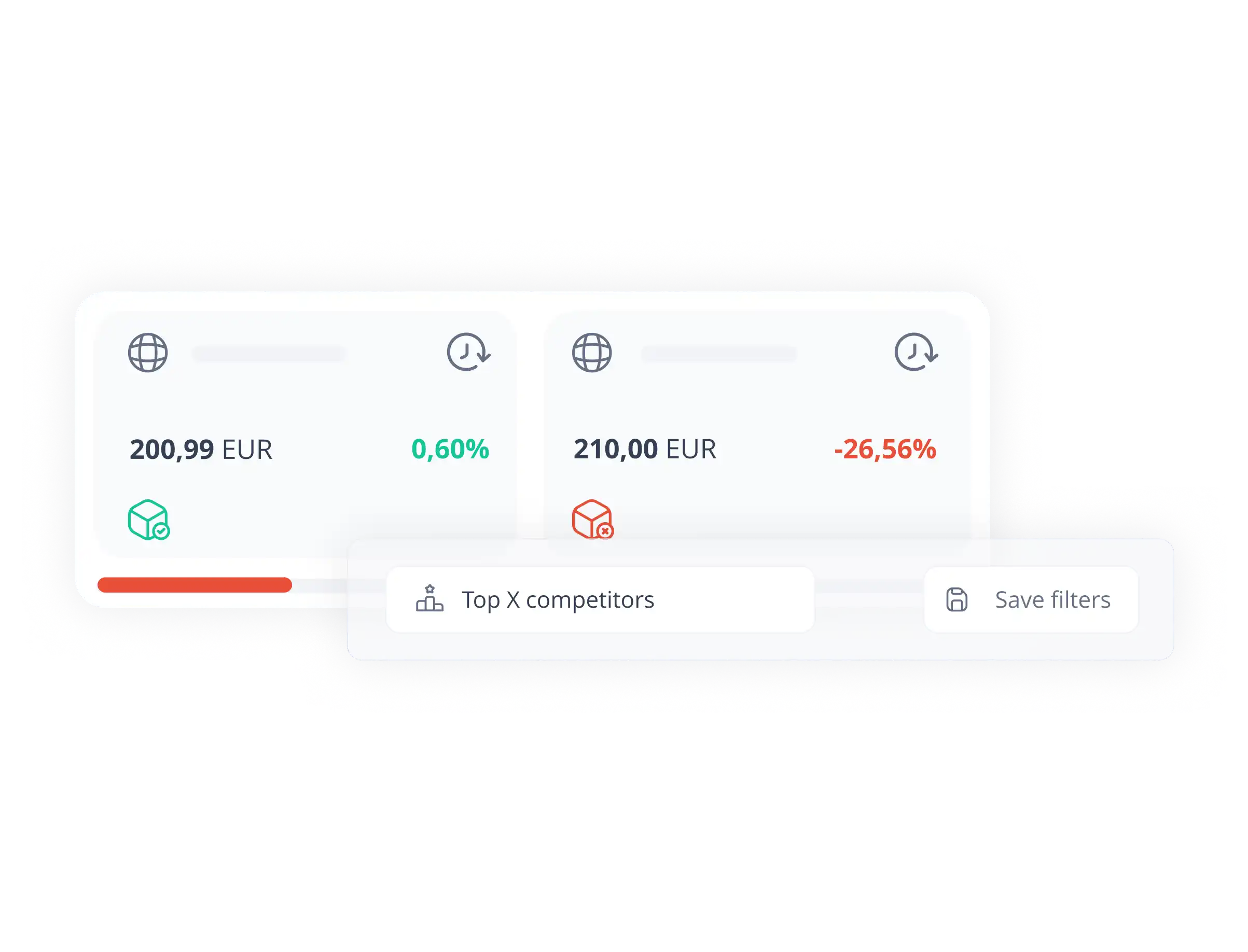 PriceShape competitor price tracking showing price changes and top competitor filtering